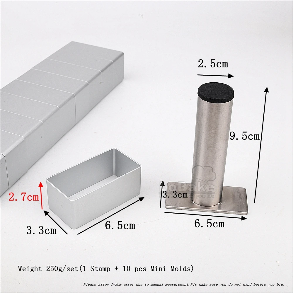 2.7cm Height Lengthened Rectangle Aluminium Cookie Cutters and Stainless Steel Embossers Stamp DIY Baking Accessories and Tools