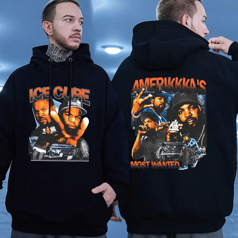 

Best Famous Rapper Ice Cube Amerikkka's Most Wanted Music Hip Hop Hoodie Oversized Sweatshirts Men Rapper Streetwear Hoodies