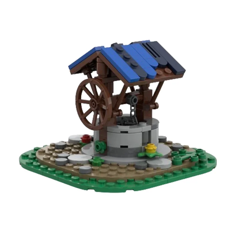 132 building blocks MOC-175048 Medieval Village Ancient Well Educational Toy Assembling Building Blocks Christmas Gift