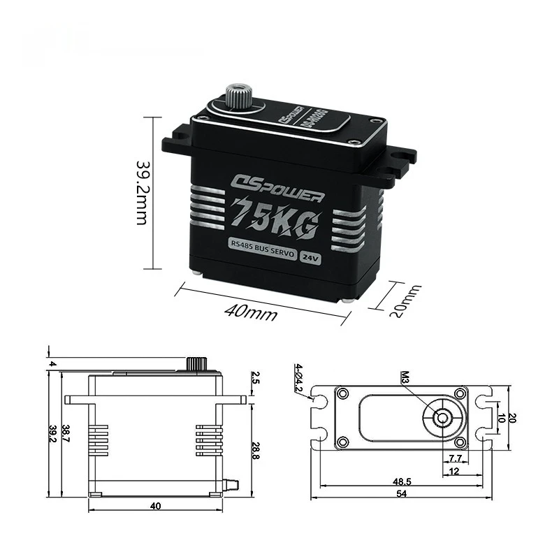 CSPOWER Industrial Servo 75KG Steel Gear Brushless Magnetic Encoder RS485 Bus 24V Low Temp Resistant For Automation Robotic Arm