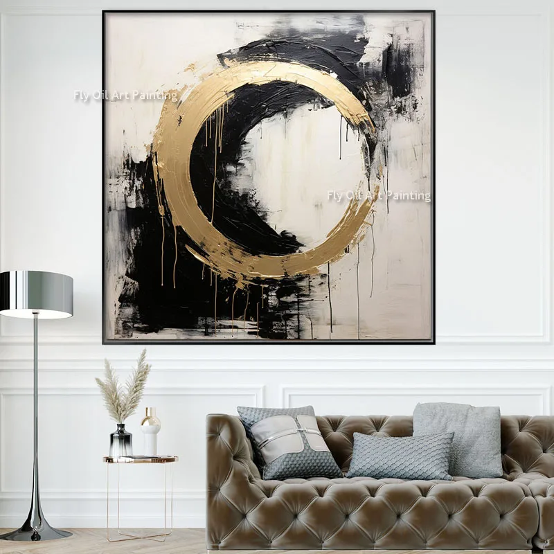 

Original Gold Foil Abstract Handmade Oil Painting Wall Art Canvas Painted modern For Living Room Home Decoration As Best Gift