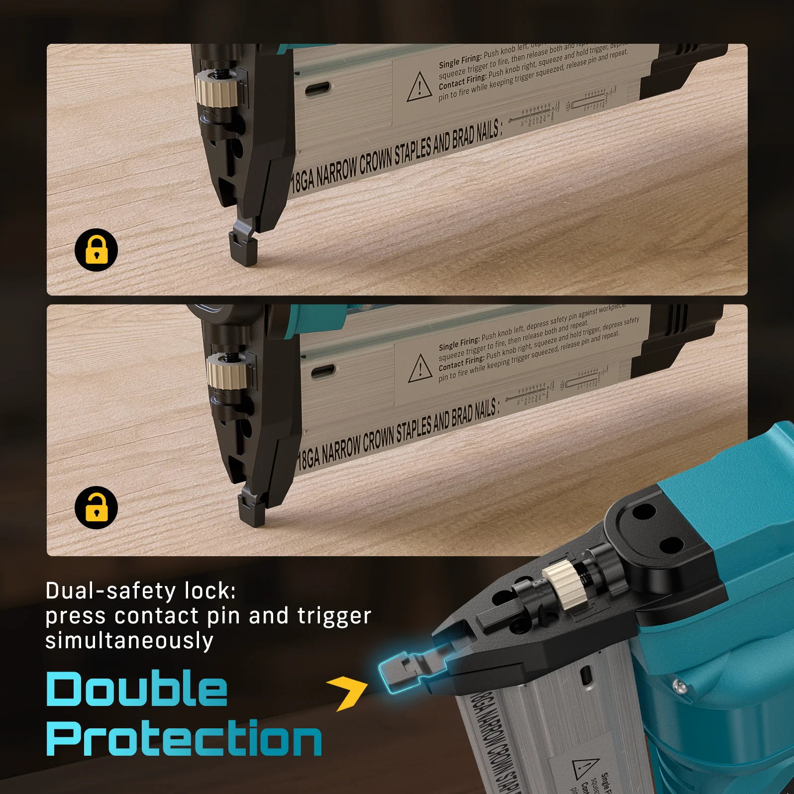 SEESII Electric Impact Nail Gun 2 in 1 Stapler Gun Electric Nail Gun Depth Adjustment Nailer Stapler DIY Tools 4.0Ah Battery1000pcs Nails/Staples Woodworking For DIY Repairing