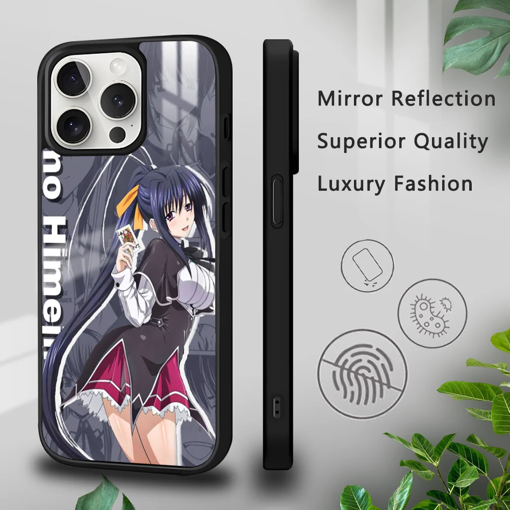 

Cute Anime H-High School DxD Phone Case For iPhone 15 14 13 12 11 Pro Xs Max Mini XR X 7 8 Plus luxury Mirror Hard Funda