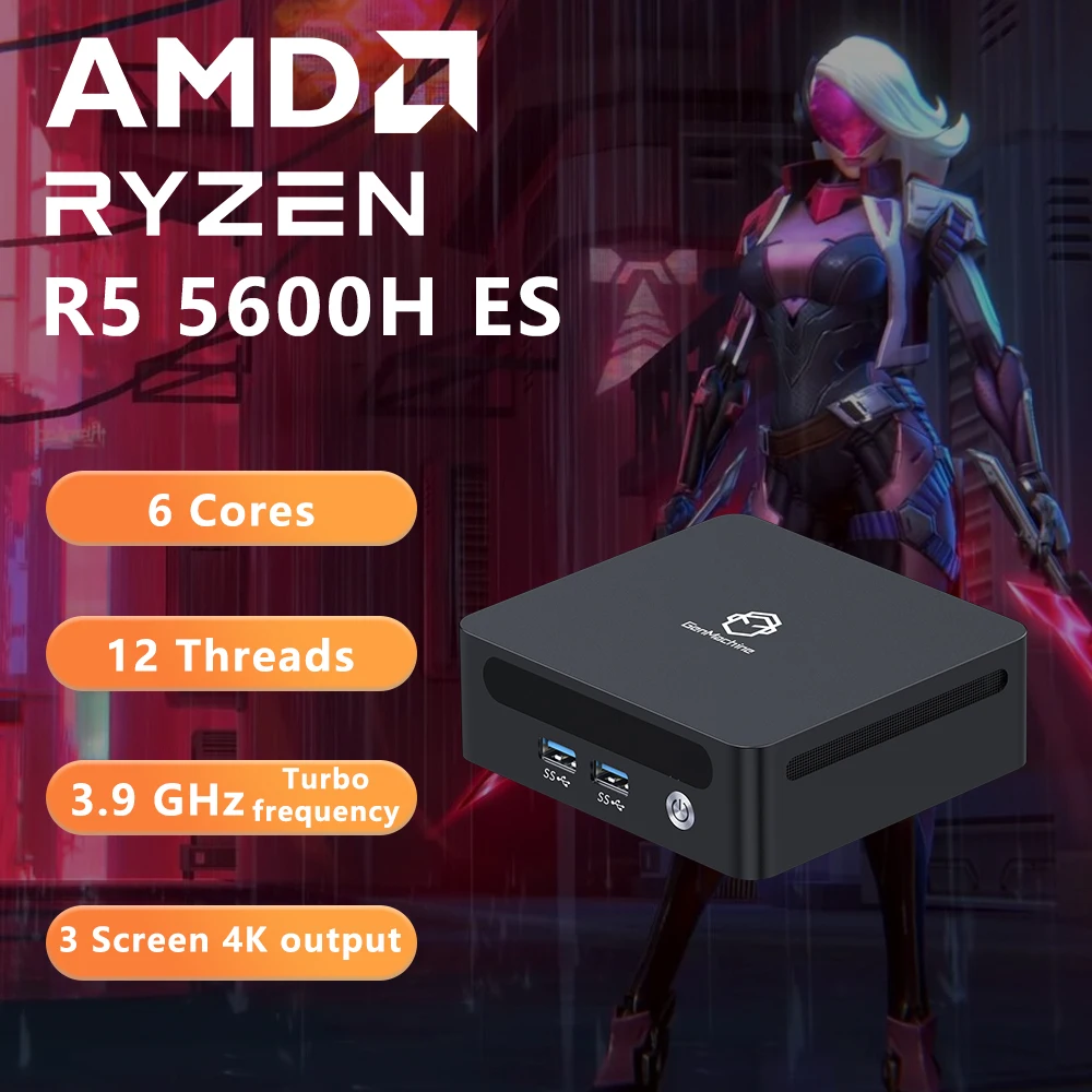 MINI PC DDR4 SSD WIFI6 BT5.2 Gaming Pc Diy Gaming Computer GenMachine AMD Ryzen Ren5000 5600H ES 5700U ES 5900HX ES Windows 11
