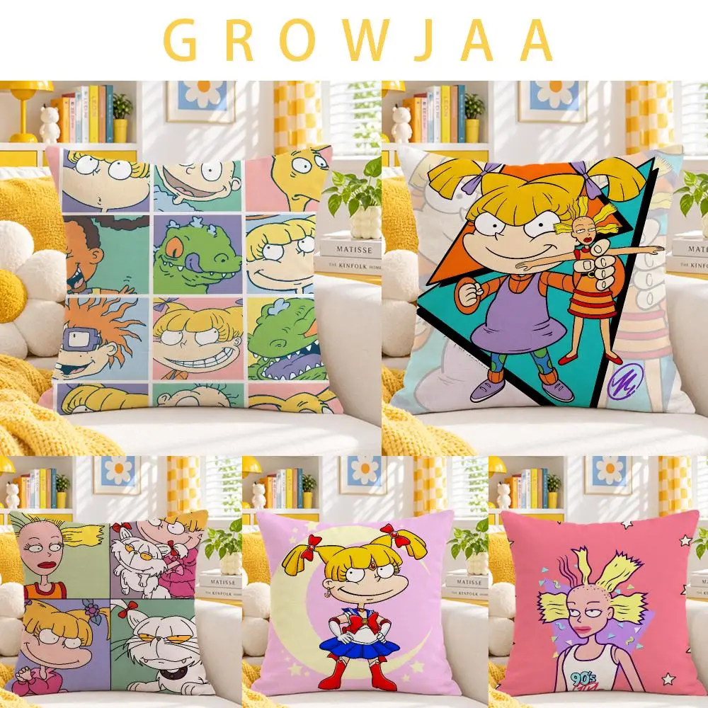 animation Rugrats Cushion Cover Throw Pillow Short Plush Fresh Bright Cushion for Bedroom Sofa Ornament Present Gift
