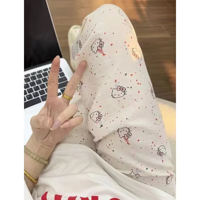 Sanrio's New Summer Women's Cartoon Walking Pants for Home Use Long Pants That Can Be Worn Outside Hello Kitty Cute Student Ins view 6