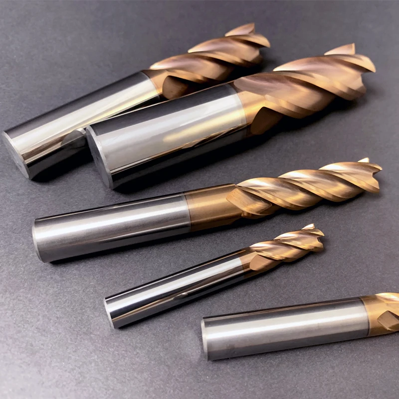 HRC55 Carbide End Mill  Diameter 1.1mm~13.9mm 4 Flutes Tungsten Machine Cutter Tool CNC Coating Metal Face Square Bit