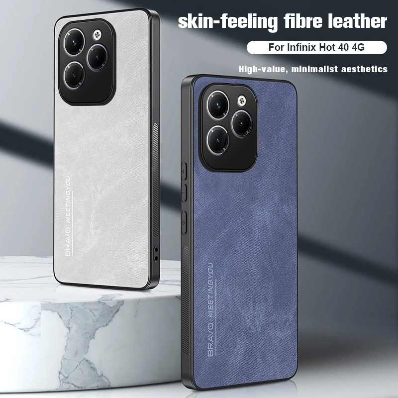 Hot40 Pro Case Skin Feel Fiber Leather Phone Cover For Infinix Hot 40 Pro Hot40i 40Pro Hot40Pro 4G Camera Protection Back Shell