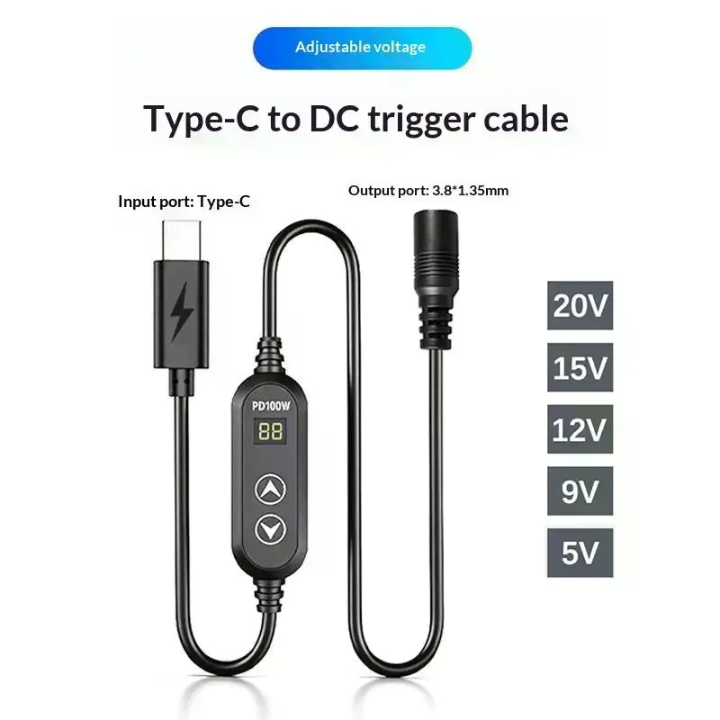 Type C To DC Power Boost Cable 5V/9V/12V/15V/20V Boost Line 8 Adapters USB C To DC Jack Connector Fast Charging For Wifi Router