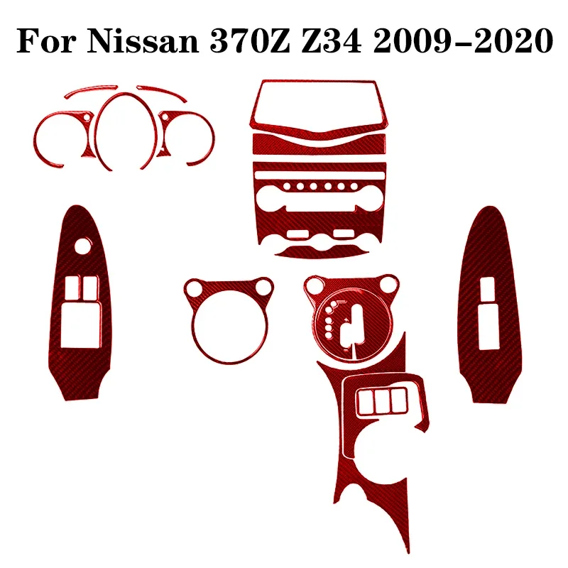 

For Nissan 370Z Z34 2009-2020 Car Carbon Fiber Red Stickers Cover Trim Car Various Parts Interior Decorative Accessories