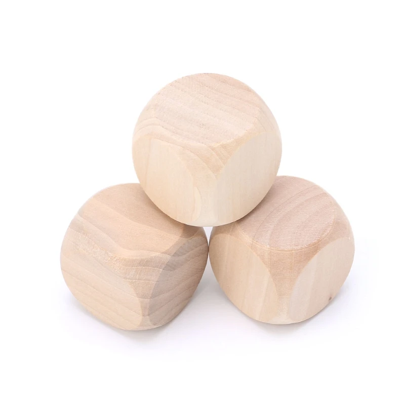 Blank Wooden Unfinished Square Blocks 6 Sided Cubes with Rounded Corners for DIY Craft Projects