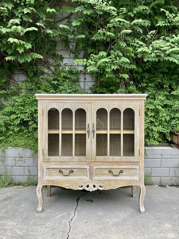 

Foreign trade export ins do old American country French retro carved dining side cabinet entrance table decoration table