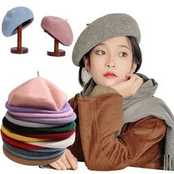 French Style Solid Casual Vintage Women's Hat Beret Plain Cap Girl's Wool Warm Winter Berets Beanie Hats Femme Aldult Caps