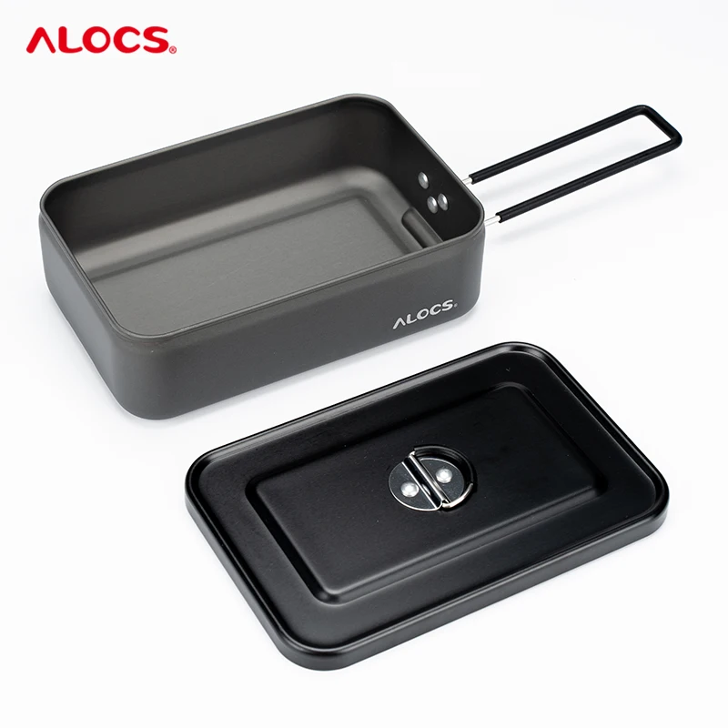 ALOCS TW-139 Outdoor Portable Single Lunch Box Aluminium Alloy Meal Box Heatable Food Container For Camping Fishing