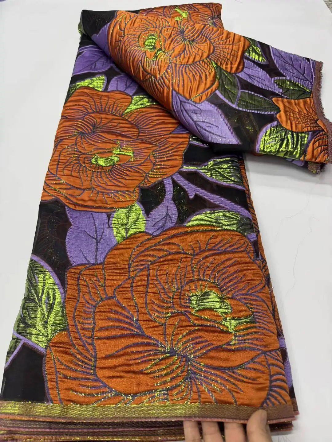 Tela Jacquard africana de encaje 2025, encaje de alta calidad, telas de encaje brocado nigeriano para mujer, costura de boda, 5 yardas