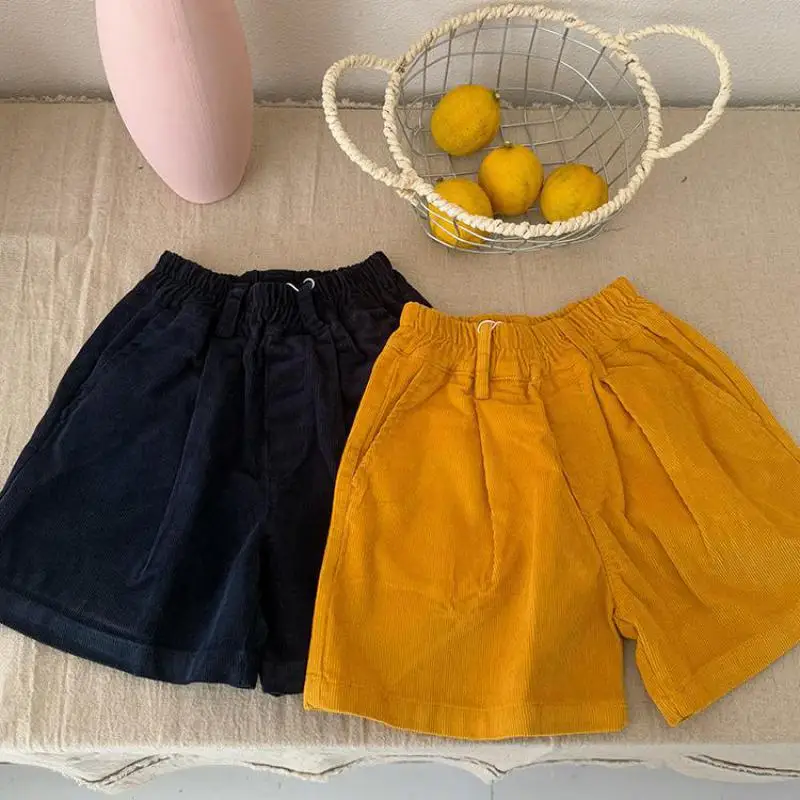 

2025 Spring Summer New Children Corduroy Shorts Solid Girls Loose Shorts Boys Versatile Casual Shorts Kids Clothes