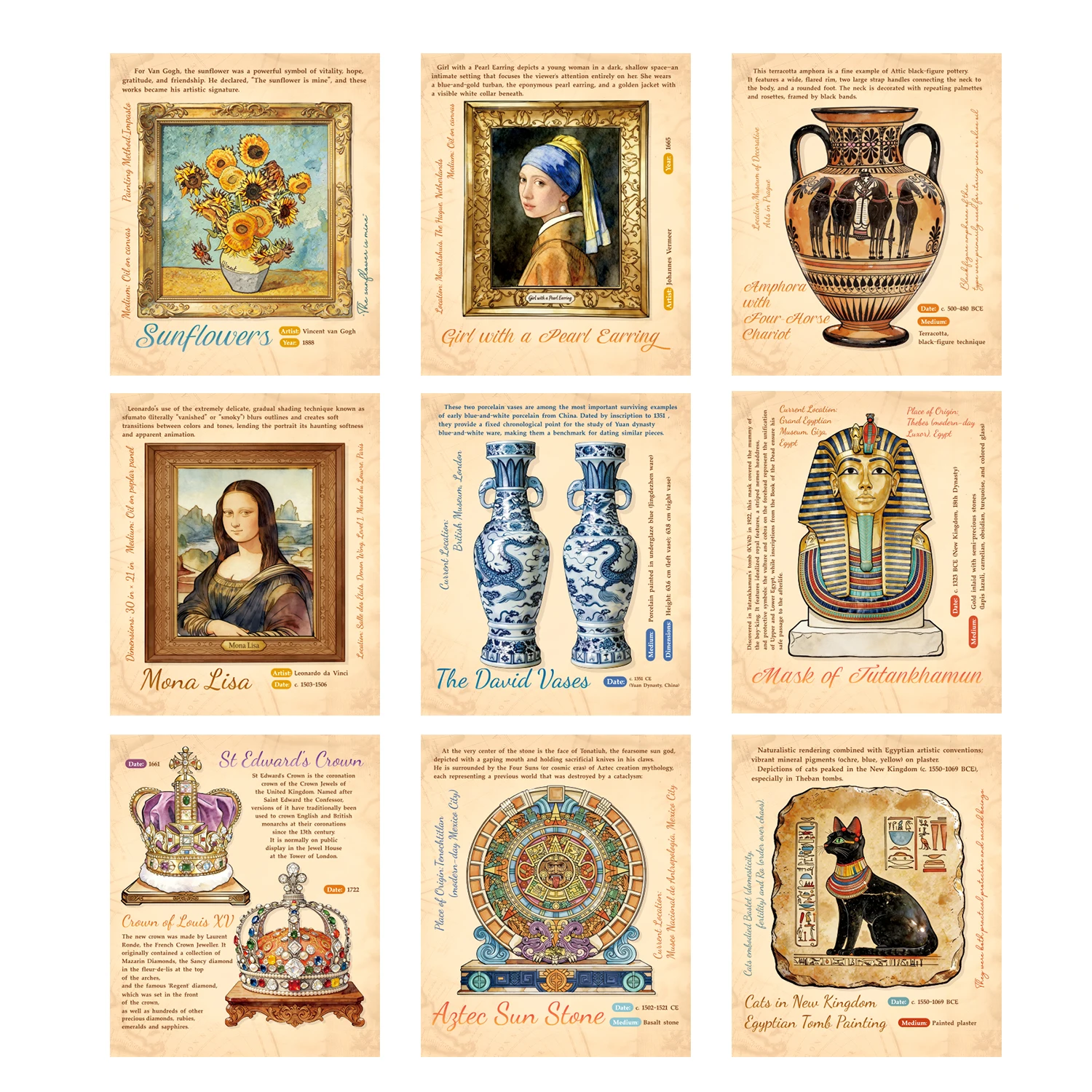 10 World Cultural Antiquities Puzzle Sticker Book, Vintage Egypt Crown Mask Pattern for Adults Teens Antique Lover view 3