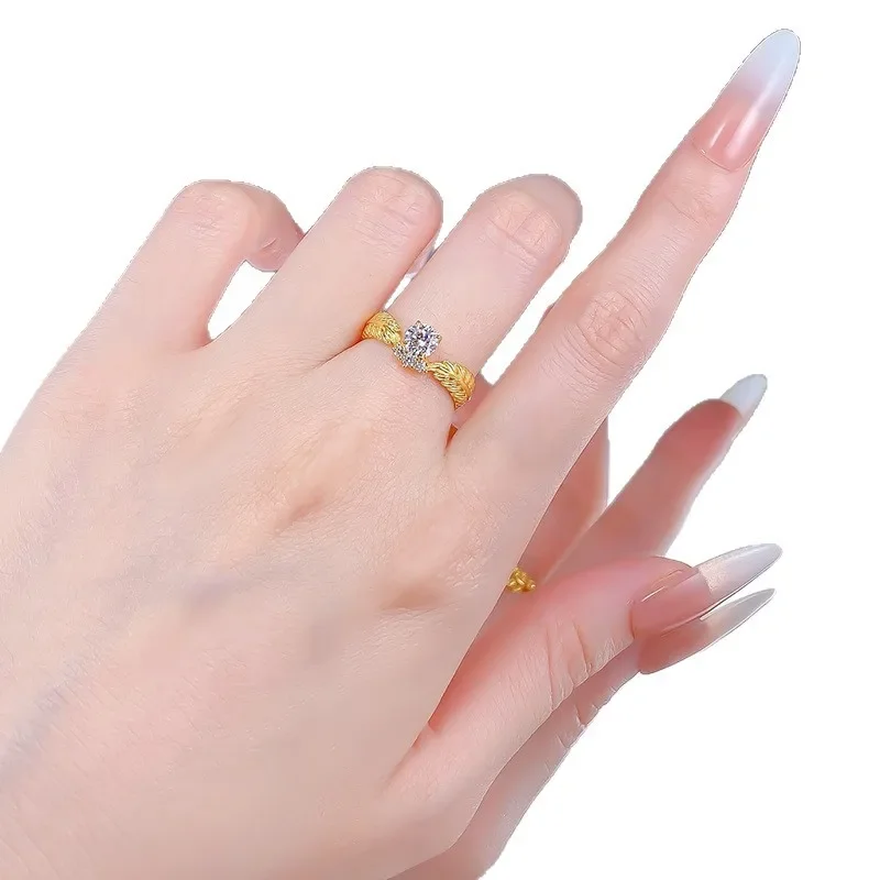 2025  S925 silver gold-plated 50 cent wheat ear ring with classic design, retro style wedding jewelry