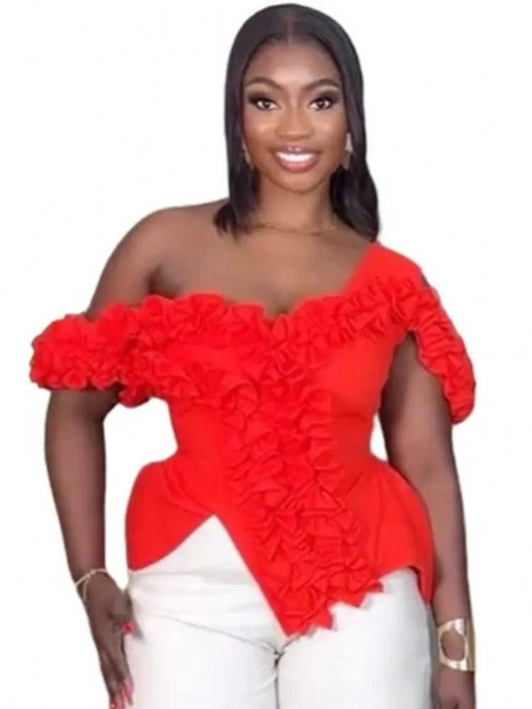 

African Tops For Women Elegant 2025 Dashiki Autumn Spring Summer Off The Shoulder Ladies Traditional African Clothing Fairy Tops