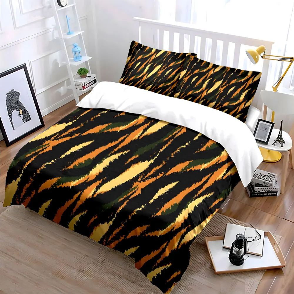 Tiger-style colorful stripes Print Bedding Set 1 Duvet Cover 2 Pillowcases for Adult and Children Luxury Gift Full Size