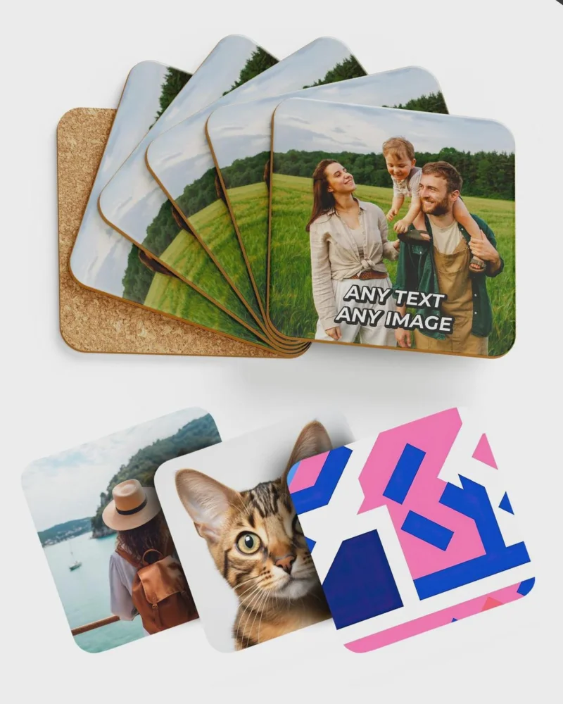 Personalized Custom Photo Coasters MDF Material Kitchen Decoration Customizable Home Bar Table Coaster Set