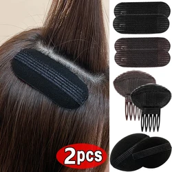 2pcs Puff Hair Head Cushion Invisible Fluffy Hair Clip Pad Sponge Pins Bun Bump Volume Hair Base for Women Girls Hair Accessory