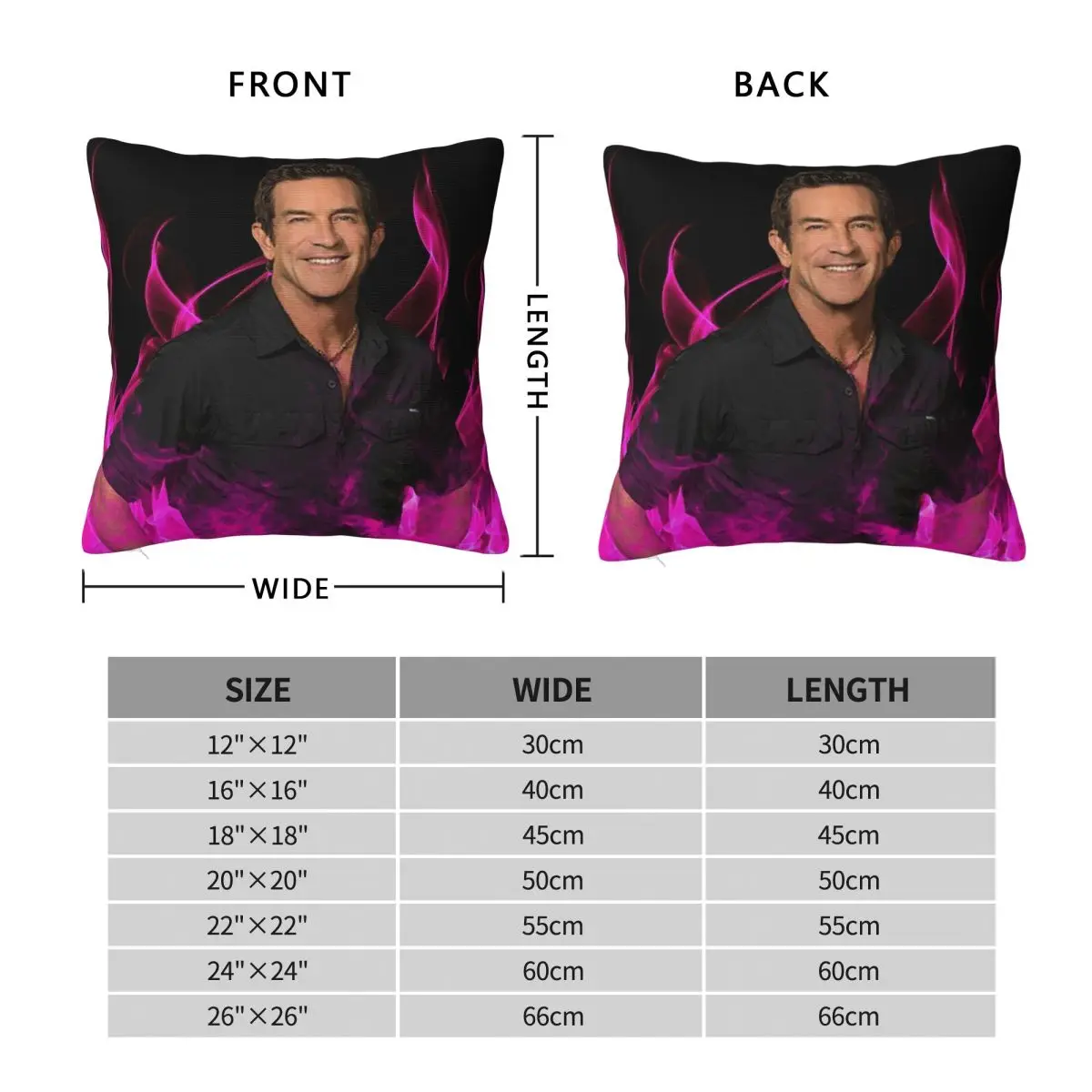 Jeff Probst Survivor Pink Fire Square Pillowcase Polyester Linen Velvet Pattern Zip Decor Pillow Case Bed Cushion Cover 45x45