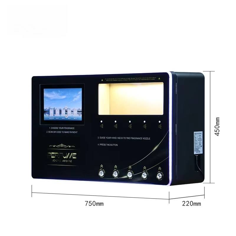 Smart Automatic 5 Spray Nozzle Perfume Dispenser Vending Machine Customized Card Reader Cash Coin Acceptor Easy Operation