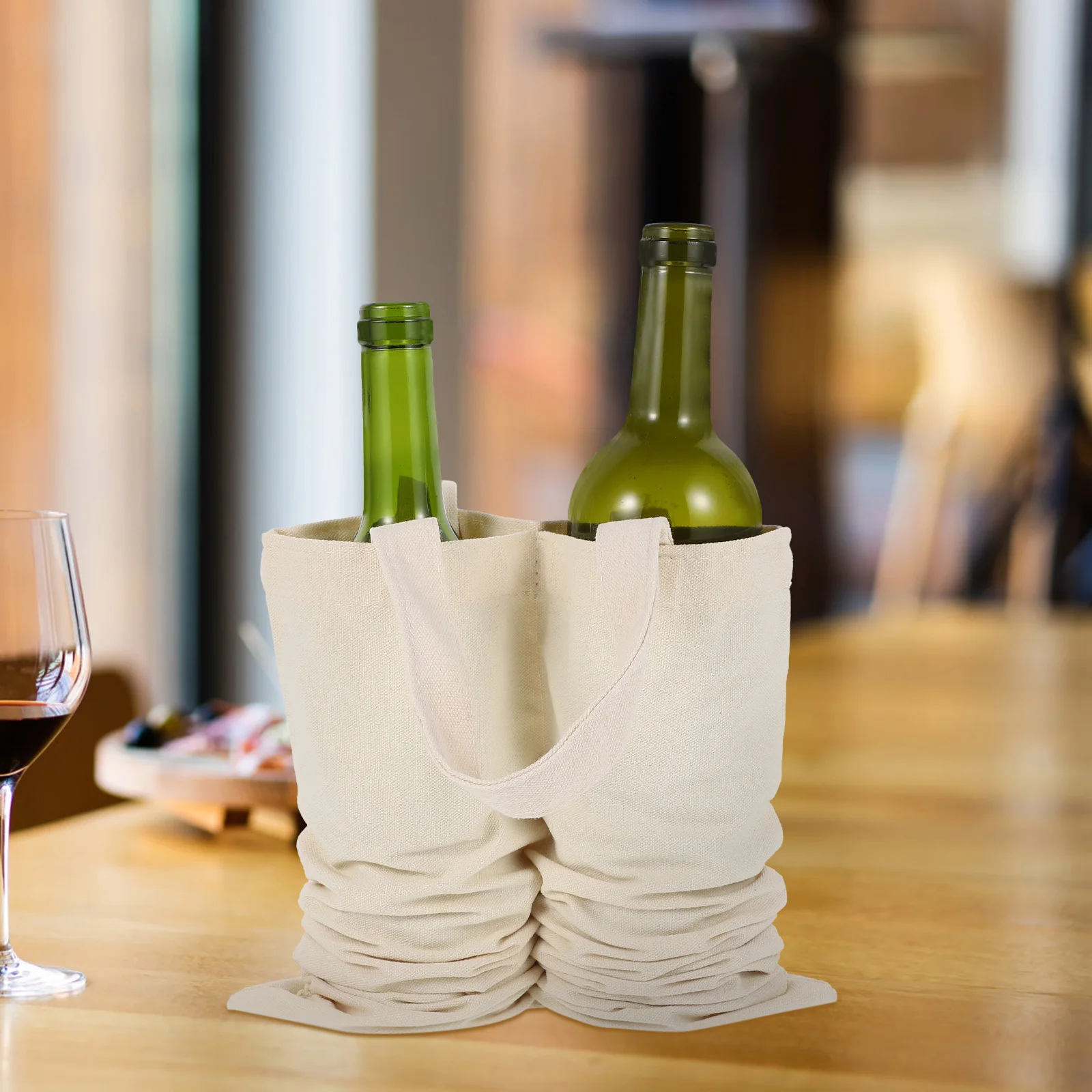 

2Pcs Red Wine Gift Bag Strong Storage Bag Portable Double Bottle Pouch Foldable Washable Tote for Christmas Wedding