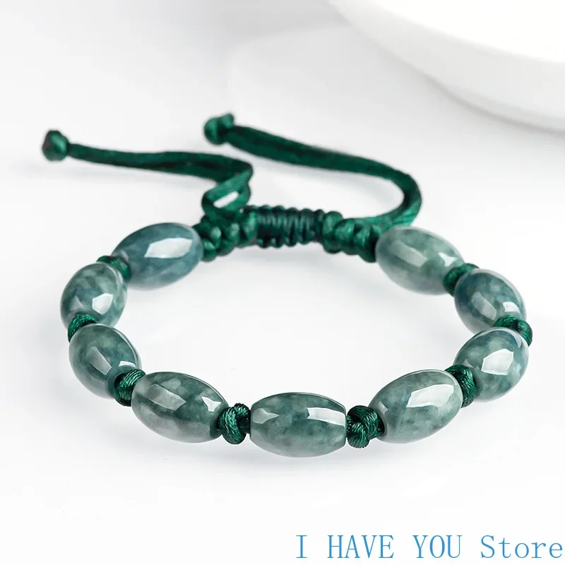 Birmańskie bransoletki z koralików jadeitowych Amulet Zielona moda Luksusowa biżuteria z kamienia naturalnego Rzeźbiona biżuteria Kobiety Projektant Szmaragdowe amulety Jadeit