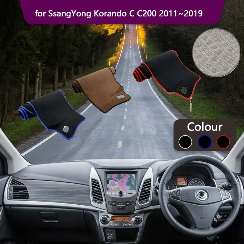 Dashboard Cover Board Mat Carpet Dashmat for SsangYong Korando C C200 New Actyon 2011~2019 Sunshade Pad Anti-sun Auto Accessorie