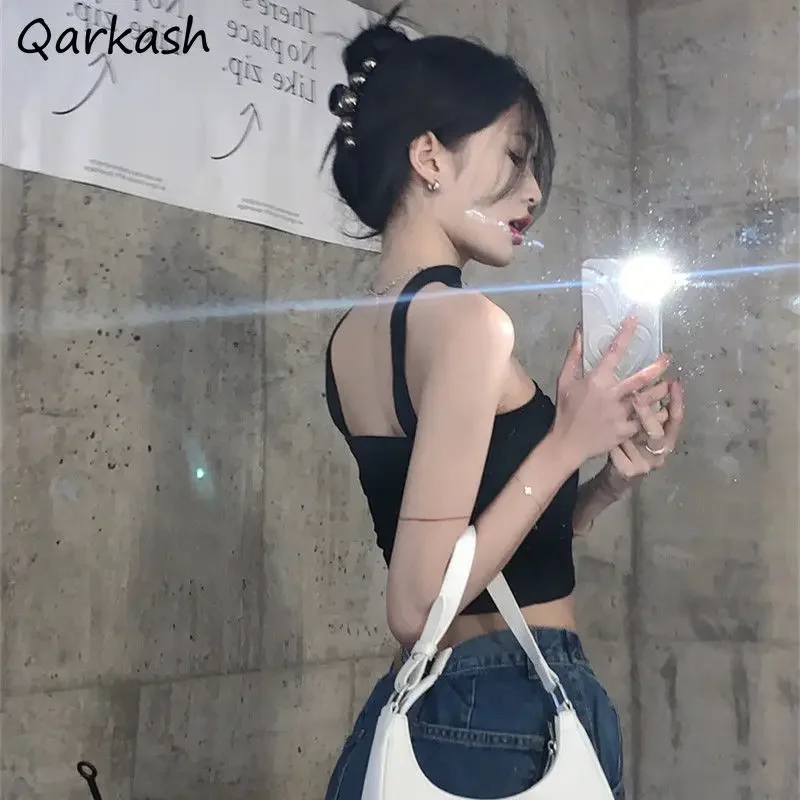 

Женские майки без бретелек с открытой спиной Y2k, тонкие повседневные укороченные топы, уличная одежда, нежные универсальные сексуальные модные девушки Ulzzang, классические летние