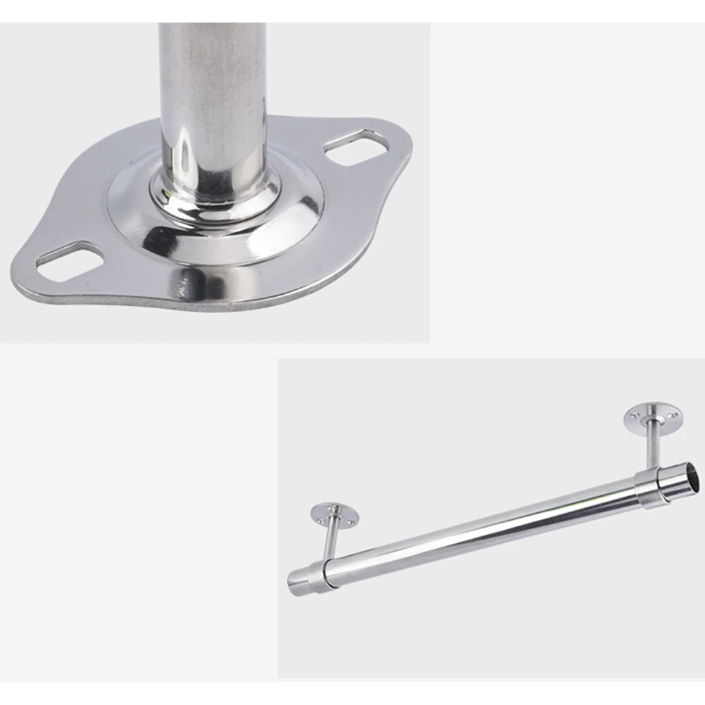 

Heavy Duty Stainless Steel Curtain Rod Bracket Closet Hanging Adjustable Stainless Steel Pipe Rod Pipe Round Silver