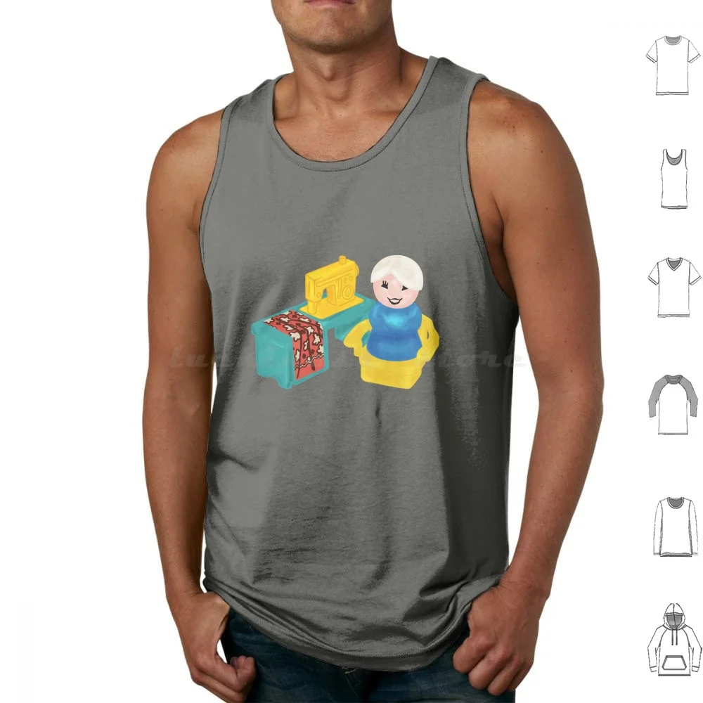 Little People Sewing Tank Tops Estampado Algodón Fplp Little People Fisher Price Little People People Round People Sew