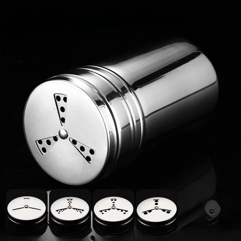 304 Stainless Steel Seasoning Bottle Salt Shaker Spice Box Black Pepper Powder Cumin Sesame Kitchen Storage Container Rotatin...