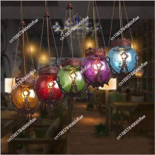 

Креативная барная люстра с одной лампой, винтажный светильник для кафе в юго-восточноазиатском стиле, балконный светильник, средиземноморское светодиодное освещение для баров