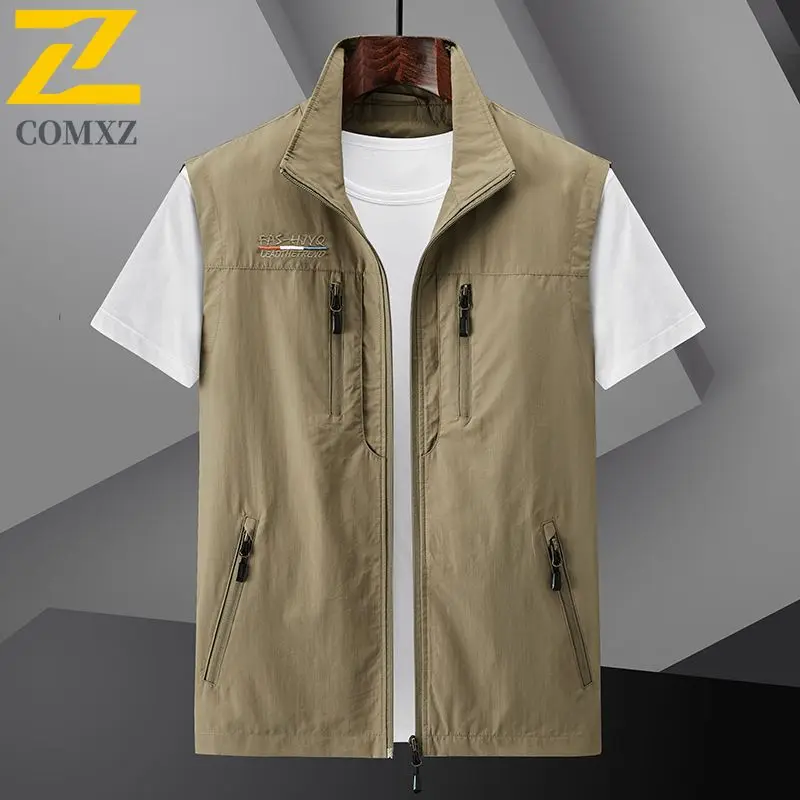 Gilet estivo da uomo 2024 stile sottile multi tasca impermeabile durevole di grandi dimensioni casual gilet da viaggio all'aperto giacca senza maniche da uomo