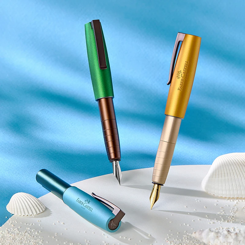Faber-Castell LOOM Pocket Fountain Pen Gift Set- 105mm Portable Pen for Commuting & Daily Writing with Notebook & Ink Cartridges
