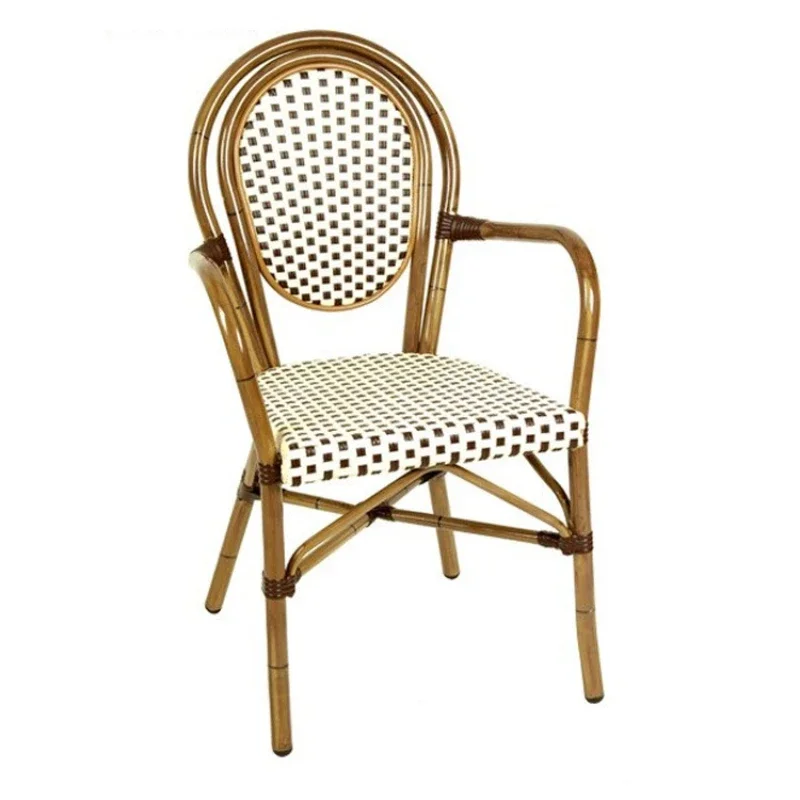 Outdoor rattan chair balcony patio stackable back armchair