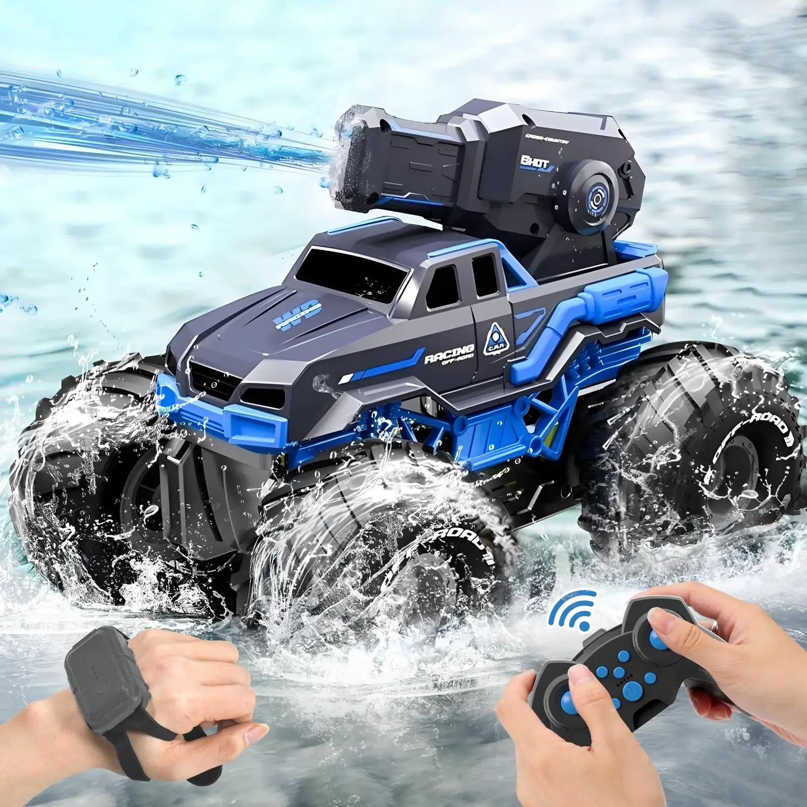 Amphibious Rc Car with Water Gun Self-Absorbing High-Pressure Remote Control Car Gesture Sensing Off-Road Climbing Car Boys Toys