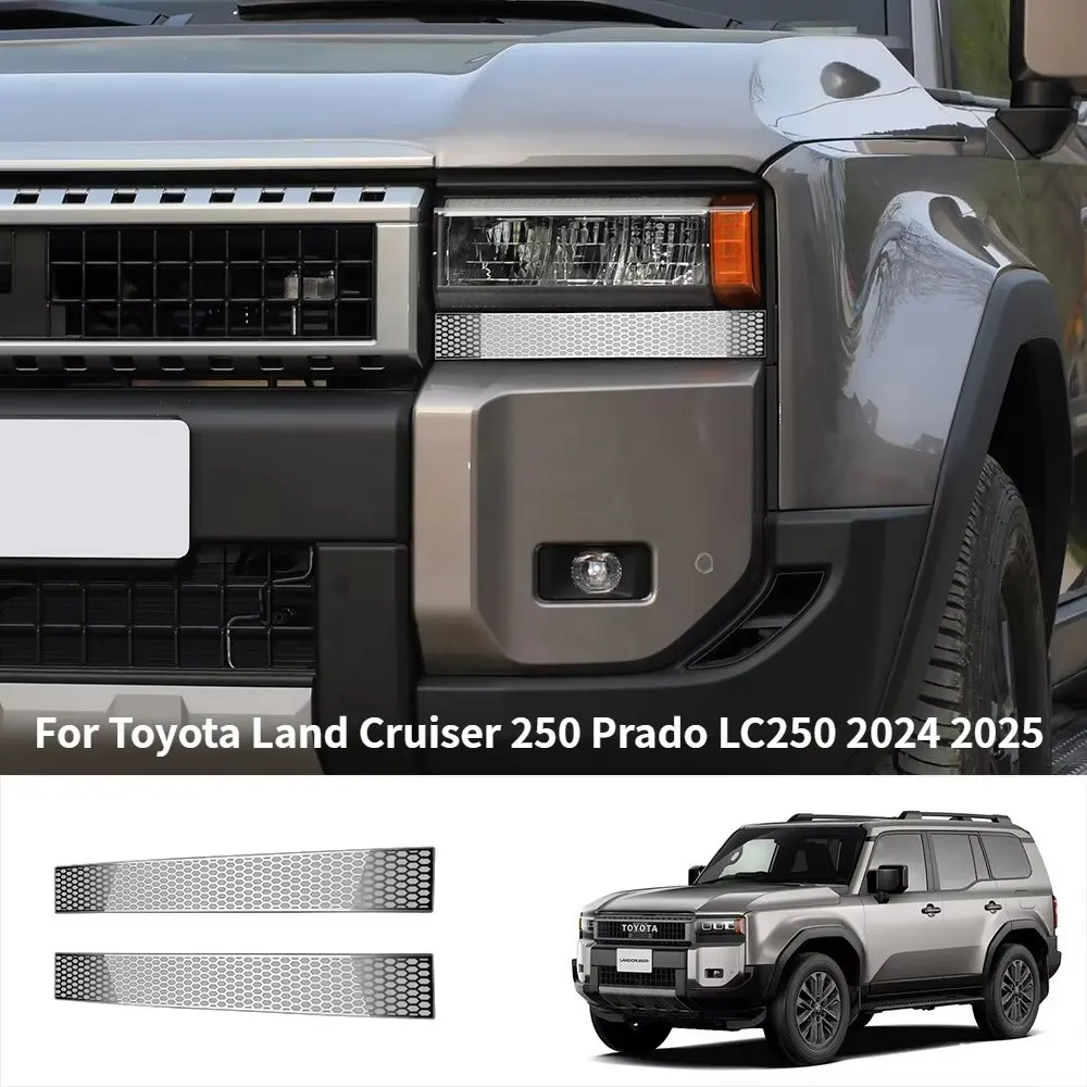 Car Upgrade For Toyota Land Cruiser 250 Prado LC250 2024 2025 Stainless Steel Front Headlight Eyebrow Cover Frame Sticker