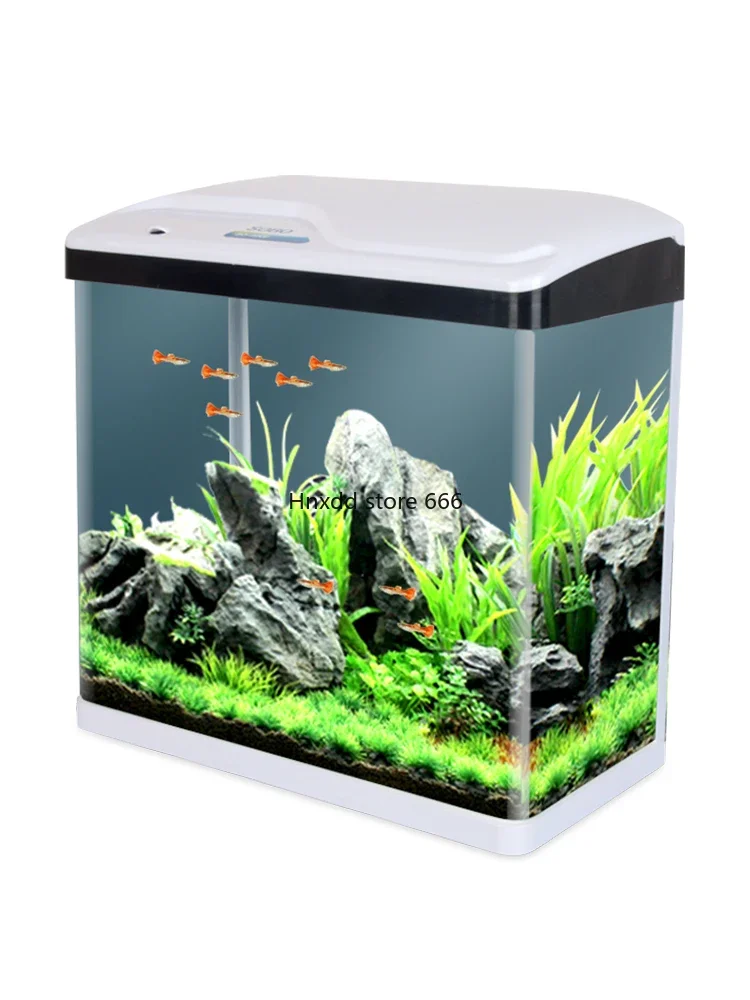 Desktop living room lazy water-free hot bending glass ecological goldfish tank