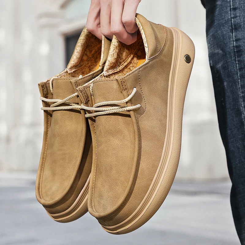 

Fashion Men Casual Shoes Luxury Brand Genuine Leather Flats Slip-on Walking Shoes Comfort Lightweight Lazy Driving Shoes Loafers