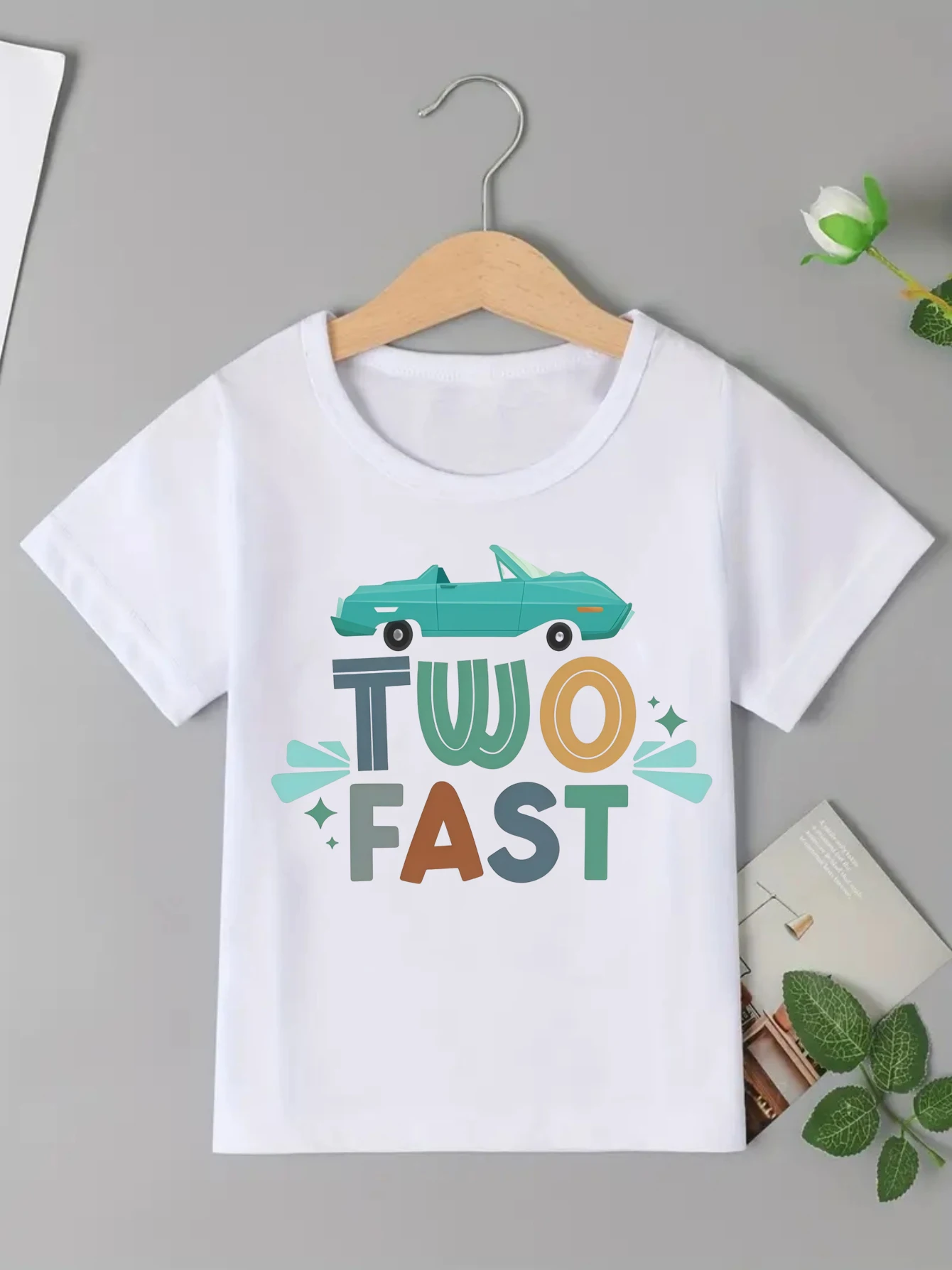 

Hot Sale Two Fast Racing Printed T Shirt Girls/Boys 2nd Birthday Gift Shirt Kawaii Kids Clothes Summer Short Sleeve Shirt Tops