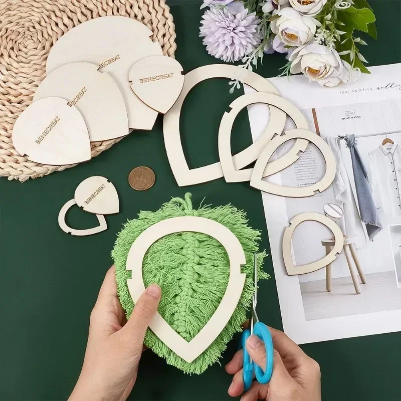 2026 new latest high quality 12pcs leaf macrame cutting molds wooden template feather wall hanging tool for diy crafts making