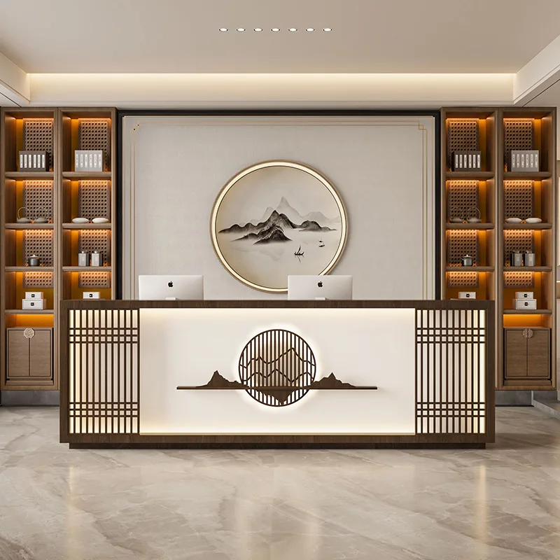 

Design New Chinese Reception Desks Clinic Salon Counter Office Hotel Reception Desks Modern Cheap Empfangstheke Furniture