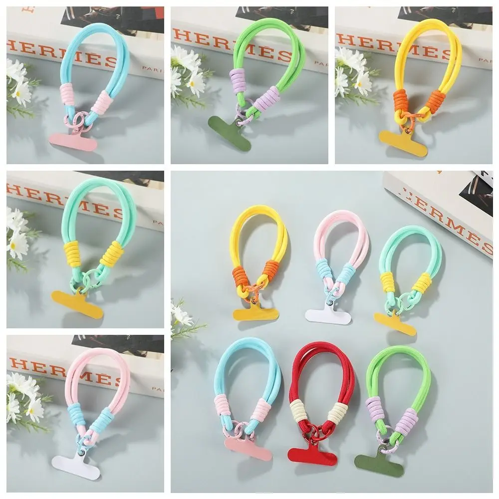 Woven Candy Colors Phone Chain Dacron Iridescence Phone Wrist Straps Candy Colors Short Style Mobile Phone Wrist Rope Car Key