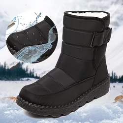 Rimocy Non Slip Waterproof Snow Boots for Women 2024 Thick Plush Winter Ankle Boots Woman Platform Keep Warm Cotton Padded Shoes