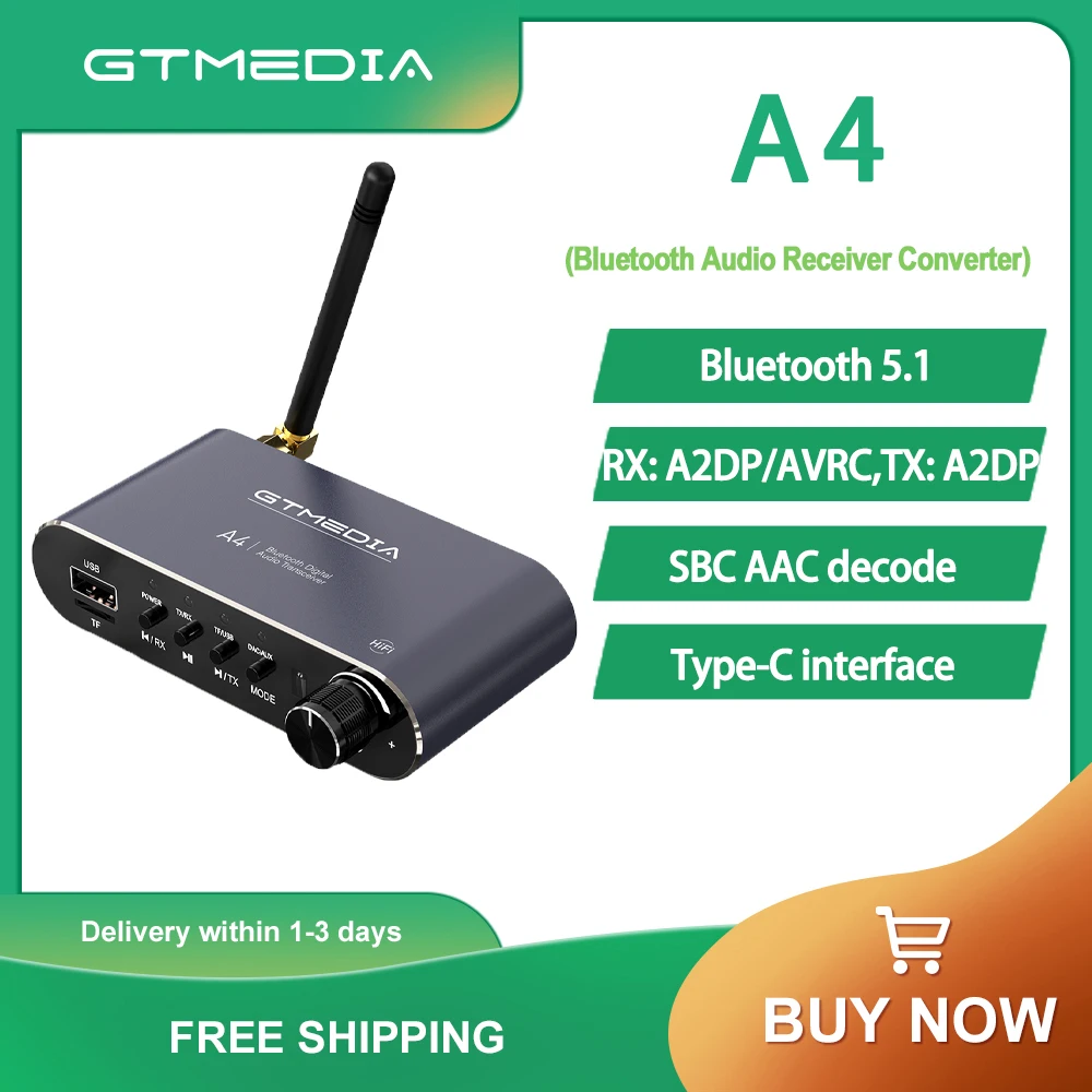 GTMEDIA A4 Bluetooth 5.1 Audio Receiver Support USB U-Disk Play Wireless Adapter Aux in/out 3.5MM,RCA R/L For Car Kit Speaker