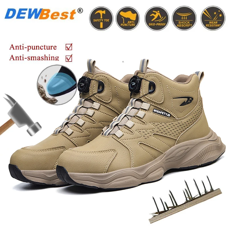New Men's Safety Work Shoes: Impact-Resistant, Puncture-Resistant, and Slip-Resistant Buckle Steel-Toe Shoes